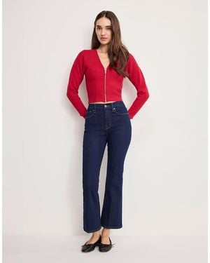 GOOD AMERICAN Good Legs Crop Mini Boot Cut Jeans - Red
