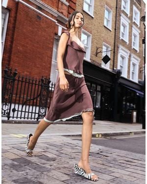 Mango Two Layer Midi Skirt Co-ord - Brown