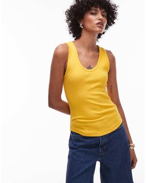 ARKET Jersey Ribbed Singlet Top With Scoop Neck - Yellow