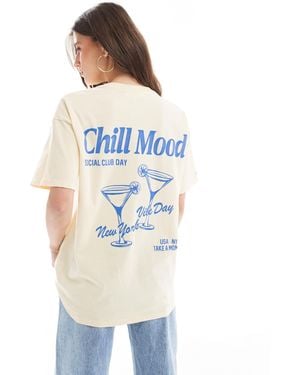 Pull&Bear Martini Glass Graphic Tee - Blue