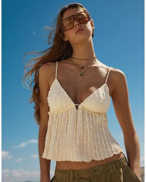 Bershka Casual Top Met Ruches - Blauw