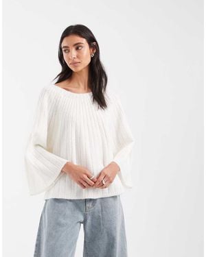 ASOS Jersey De Punto Con Detalle Acanalado En Crudo-Blanco