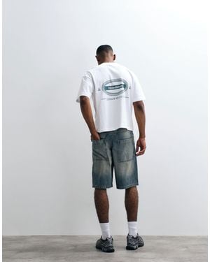 Faded Store Oval Logo Back Print Relaxed Fit T-shirt - White