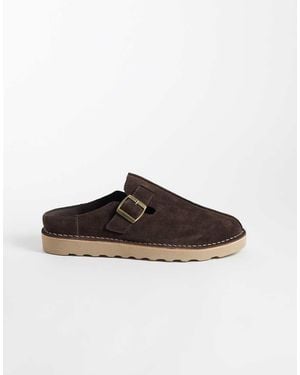 ASOS Sandali Mule Con Fibbia E Dettaglio Cuciture - Marrone