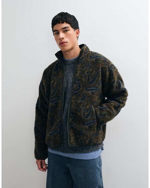 Levi's Chaqueta Estampada Azul Con Cuello Alzado Sherpa Nolan-Verde - Gris