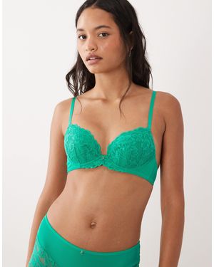 Ann Summers Sexy Lace Padded Plunge Bra - Green