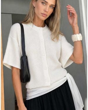 NA-KD Knitted Short Sleeve Cardigan - White