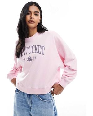 Hollister Sudadera Rosa Empolvado Con Estampado Gráfico Delantero Y Cuello Redondo De