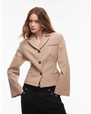 ASOS Fitted High Break Point Blazer - Natural