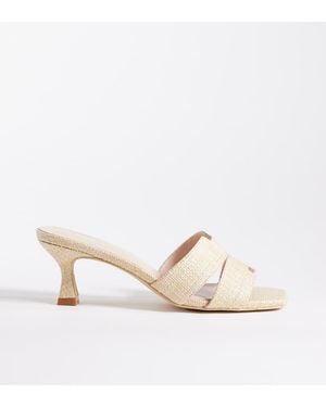 Raid Wide Fit Sandalias Estilo Mules De Tacón Bajo De Rafia Clydie De -Neutro - Blanco