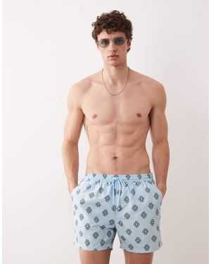 South Beach Pantaloncini Da Bagno Azzurri Con Stampa Geometrica A Rombi - Blu