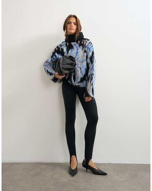 TOPSHOP Gebreide Hoogsluitende Trui Met Bloemenprint En Geborstelde Afwerking - Meerkleurig