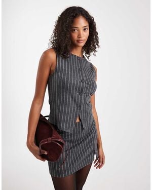 Miss Selfridge Jersey Pinstripe Waistcoat (part Of A Set)-grey - Multicolour