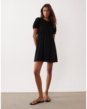 Miss Selfridge Shirred Smock Mini Dress - Black