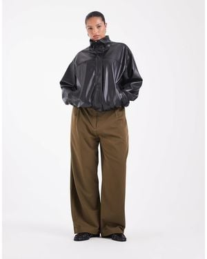 ASOS Curve High Waist Tapered Trouser With Turn Up - Green