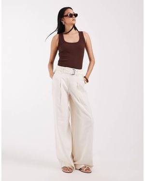 ONLY High Waist Wide Leg Tailored Trouser - White