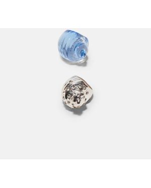 Stradivarius Set Van 2 Glinsterende Ringen Met Schelpen - Blauw