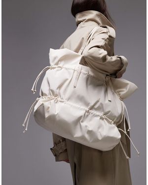 TOPSHOP Tino Nylon Ruched Tote Bag - Gray