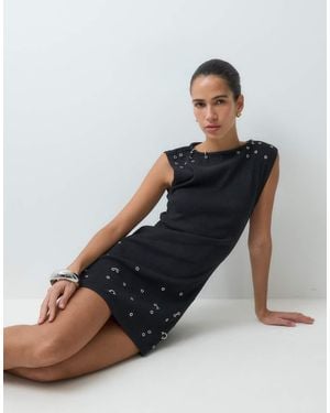 The Ragged Priest Cap Sleeve Mini Dress With Jewel Detailing - Blue