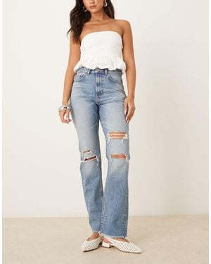 ASOS Mid Rise Straight Jeans - Blue