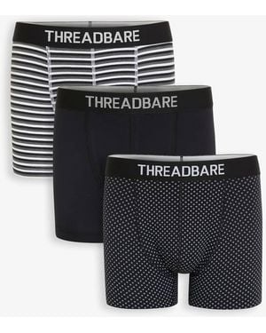 Threadbare 3-Pack Printed Hipster Fit Boxer Shorts - Black