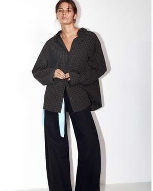 Pull&Bear Oversize Check Shirt - Black