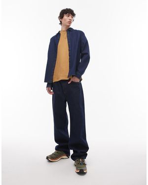 TOPMAN Jeans Rigidi Ampi Grezzi - Blu