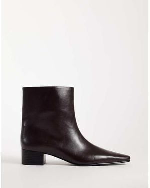 Mango Faux Leather Heeled Pointed Chelsea Boot - White