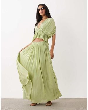 Gina Tricot Wide Sheer Maxi Skirt - Green