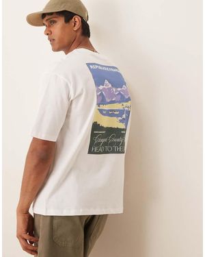 SELECTED Oversized T-shirt With Lake Back Print - White