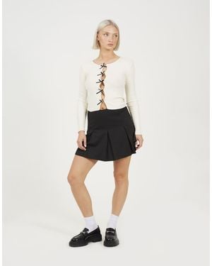 Brave Soul Soft Jersey Pleated Mini Skirt - Natural