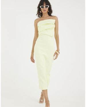 River Island Sculpted Bandeau Tailored Midi Dress - Natural