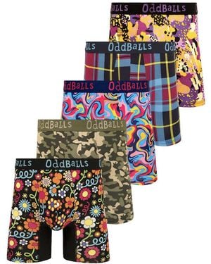 OddBalls 5 Pack Floral, Camo And Tartan Bamboo Boxer Shorts - Multicolour