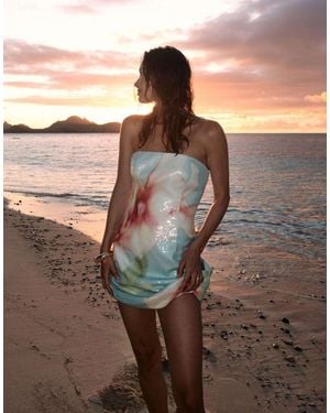 Forever New Bandeau Liquid Sequin Mini Dress - Green