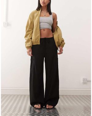 Weekday Adisa Wide Leg Cargo Trousers - Black