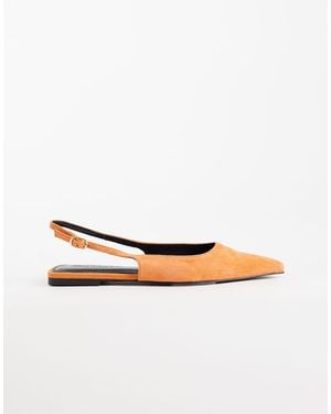 ASOS Lovestruck Real Suede Pointed Slingback Ballet Flats - White