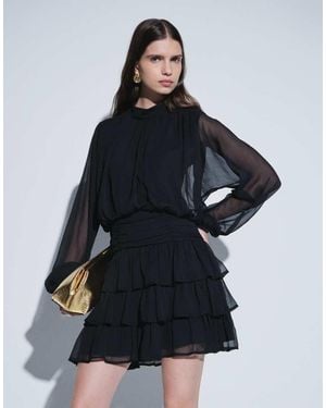 Vero Moda Mini Jurk Met Lange Mouwen En Laagjes - Blauw