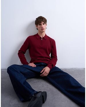 TOPMAN – essential – gestricktes polohemd - Rot