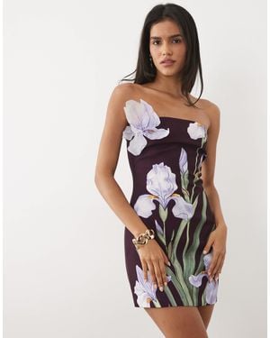 JW PEI Iris 3d Floral Structured Bandeau Mini Dress - Multicolor