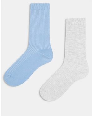 ASOS Pack Of 2 Soft Cotton Ribbed Socks - Blue