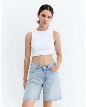 Pull&Bear Denim Bermuda Shorts - Blue