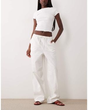 ASOS Linen Look Pull On Trousers - Natural