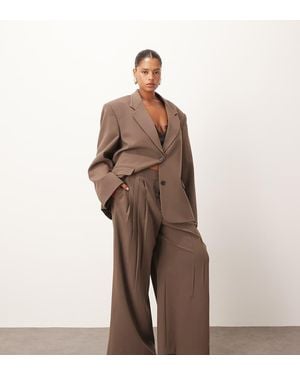 ARRANGE Curve Pleated Wide Leg Trouser Co-Ord - Brown