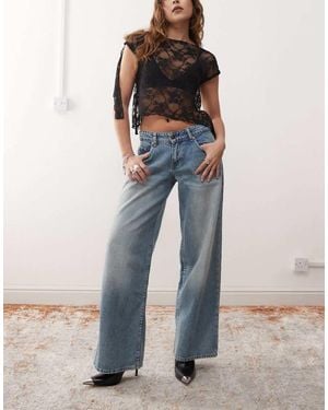Motel Roomy Extra Wide Low Rise Jeans - Blue