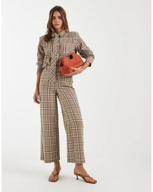 4th & Reckless Cotton Brushed Tailored Wide Leg Pants - Natural