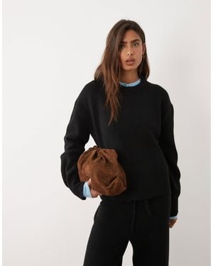 ASOS Boxy Sweater With Side Split Detail - Black