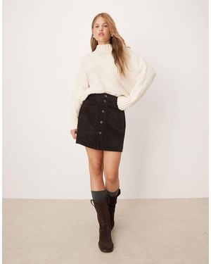Jdy Cord Button Through Mini Skirt - Natural