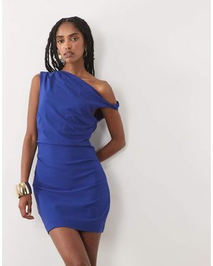 Mango Asymmetric Mini Dress - Blue