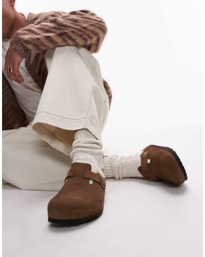 Birkenstock Zuecos Marrones Con Diseño En Relieve De Ante Boston De - Marrón