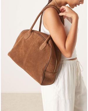 ASOS Suede Bowler Tote Bag - Brown